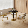 Square Modern Dinning Table 31.5 Inches Bistro Table Tulip Table With Faux Marble Top Sturdy Metal Frame Diameter