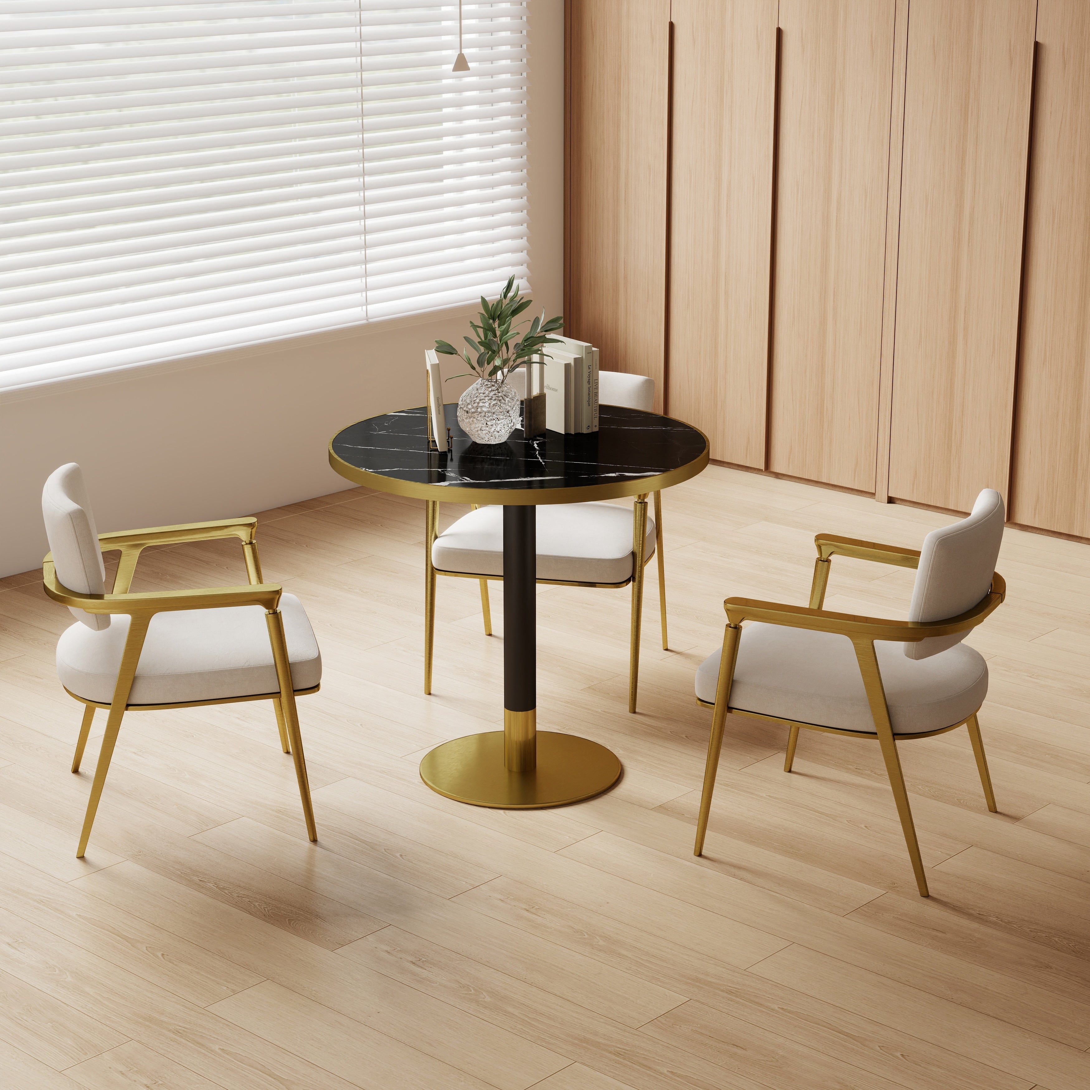 Square Modern Dinning Table 31.5 Inches Bistro Table Tulip Table With Faux Marble Top Sturdy Metal Frame Diameter