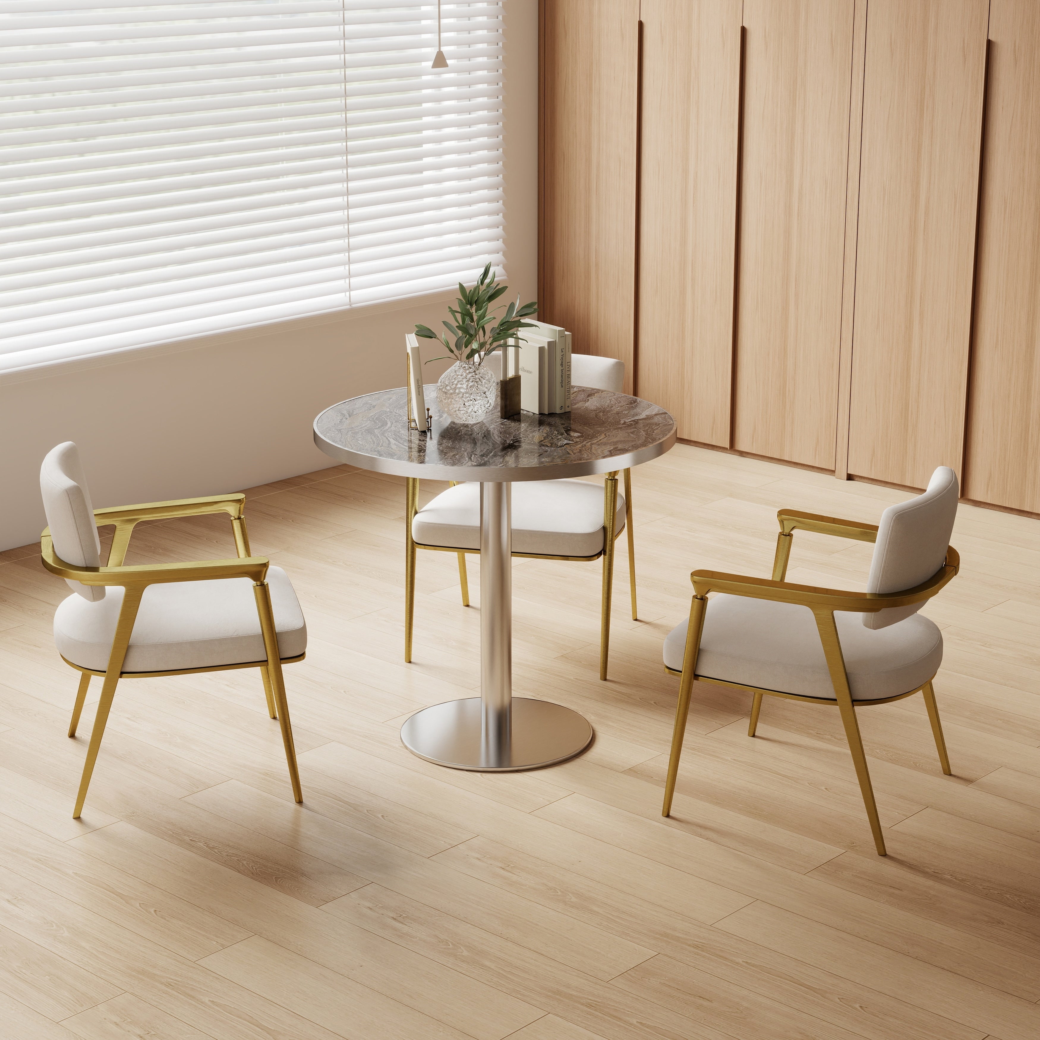 Square Modern Dinning Table 31.5 Inches Bistro Table Tulip Table With Faux Marble Top Sturdy Metal Frame Diameter