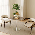 Square Modern Dinning Table 31.5 Inches Bistro Table Tulip Table With Faux Marble Top Sturdy Metal Frame Diameter