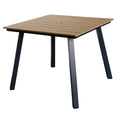 Square Patio Dining Table With Umbrella Hole Heavy Duty Iron Frame Wood Plastic Composite Tabletop