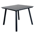 Square Patio Dining Table With Umbrella Hole Heavy Duty Iron Frame Wood Plastic Composite Tabletop