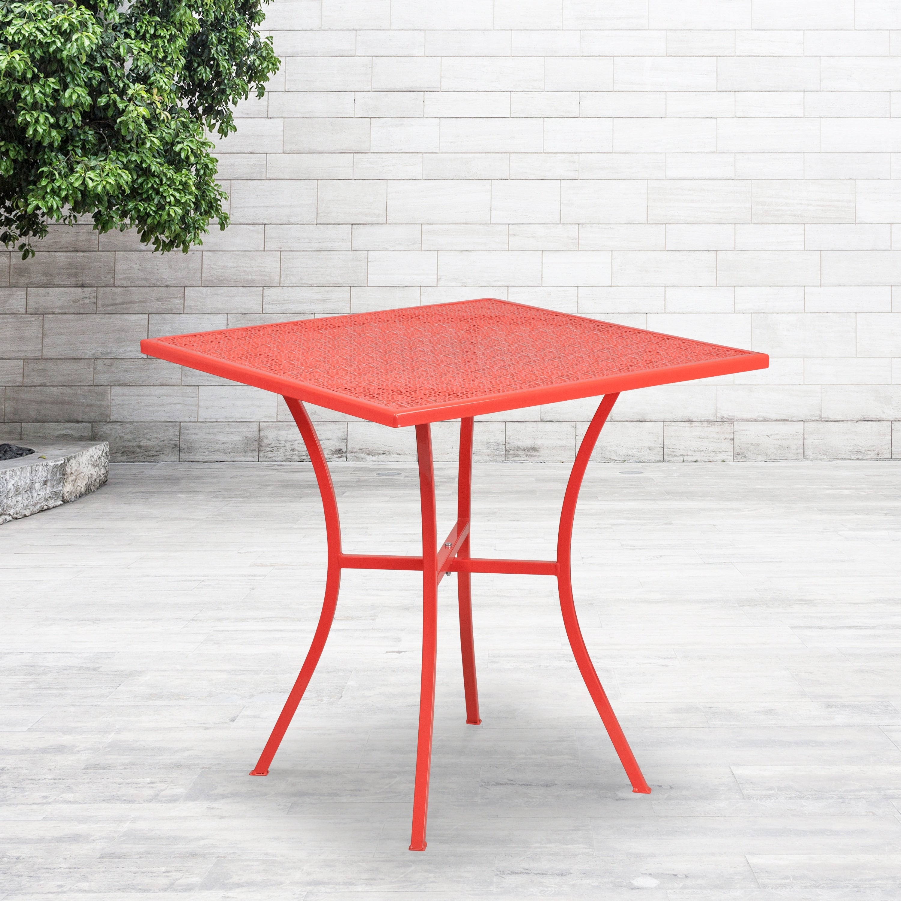 28 Inch Square Indoor Outdoor Steel Patio Table