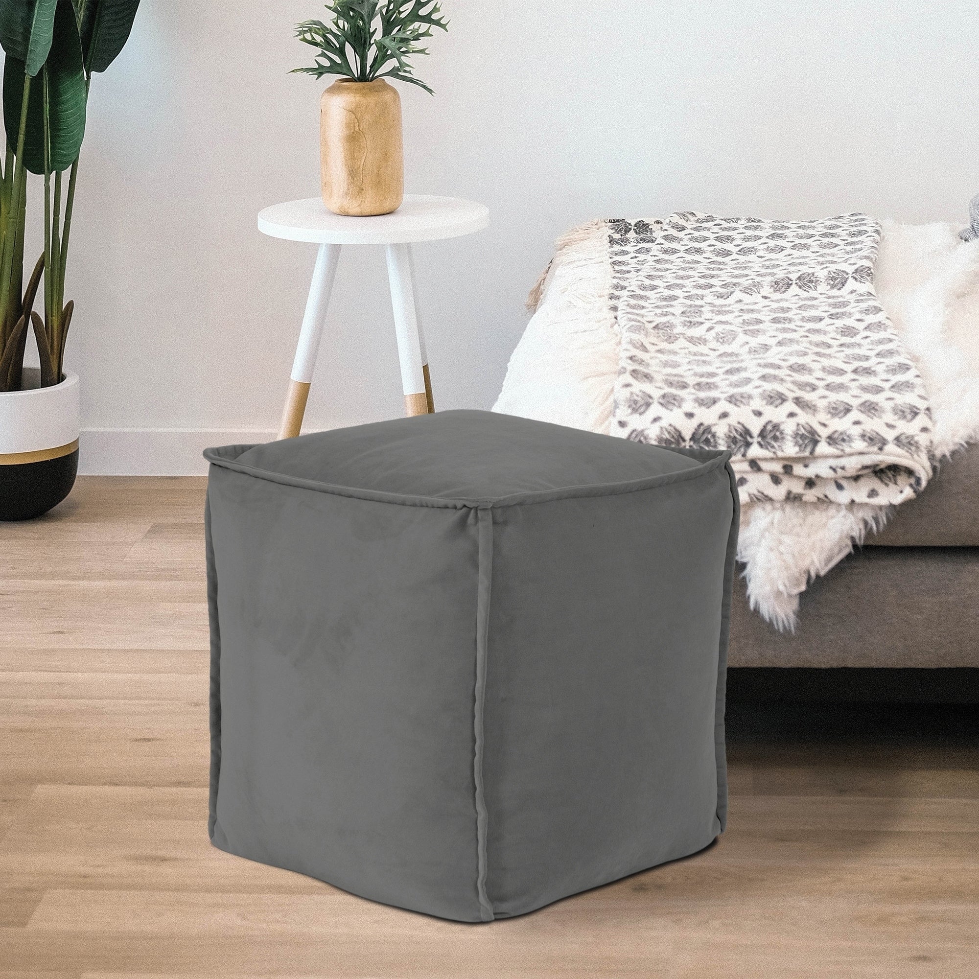 Allan Andrews Pouf Square Ottoman With Cover Bella Pewter