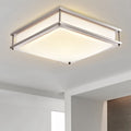 Square Satin Nickel Dimmable Led Flush Mount Ceiling Light With Selectable Color Temperature 3000K 4000K 5000K