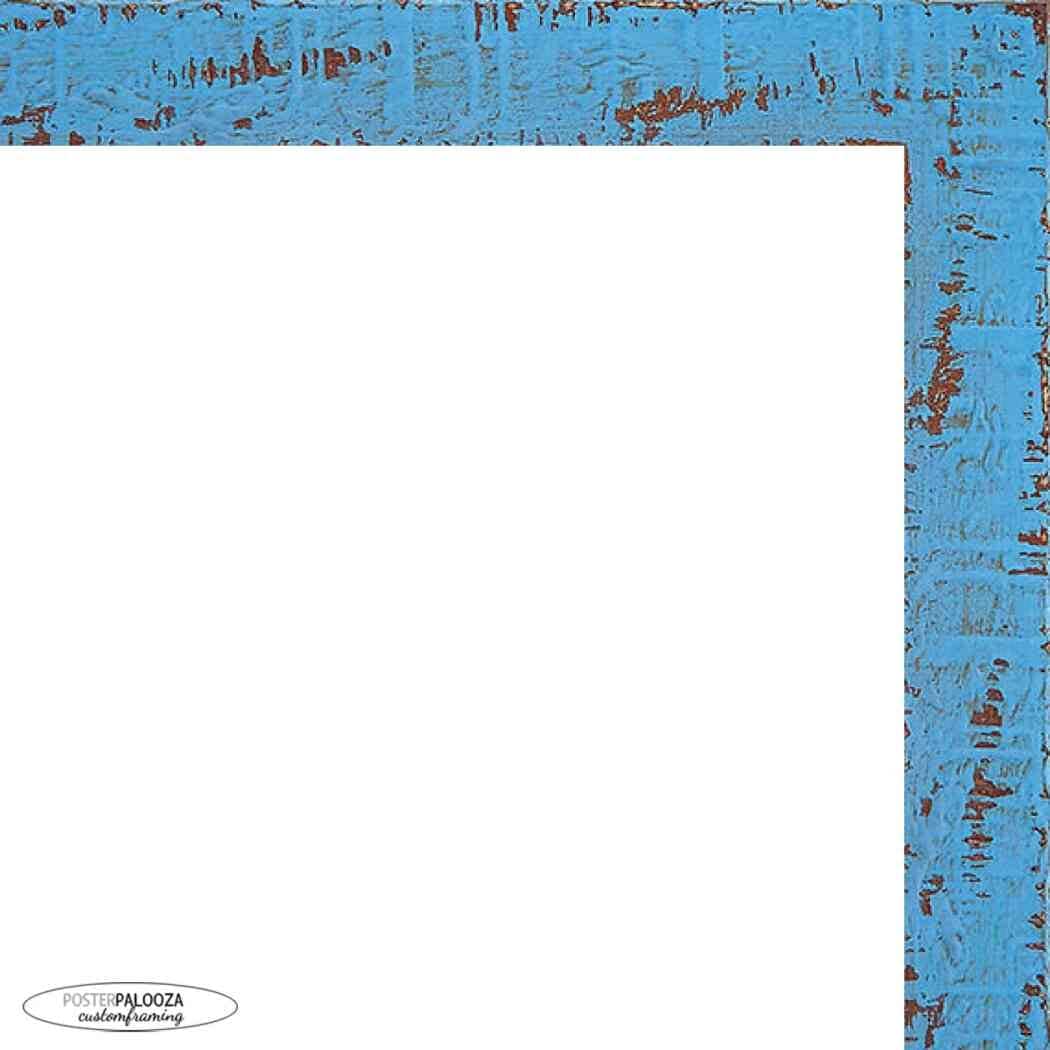 Square Shabby Chic Blue Picture Frame Uv Acrylic Foam Board Backing Hanging Hardware