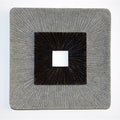 Square Shaped Wall Decor With Ribbed Details Medium Brown And Gray