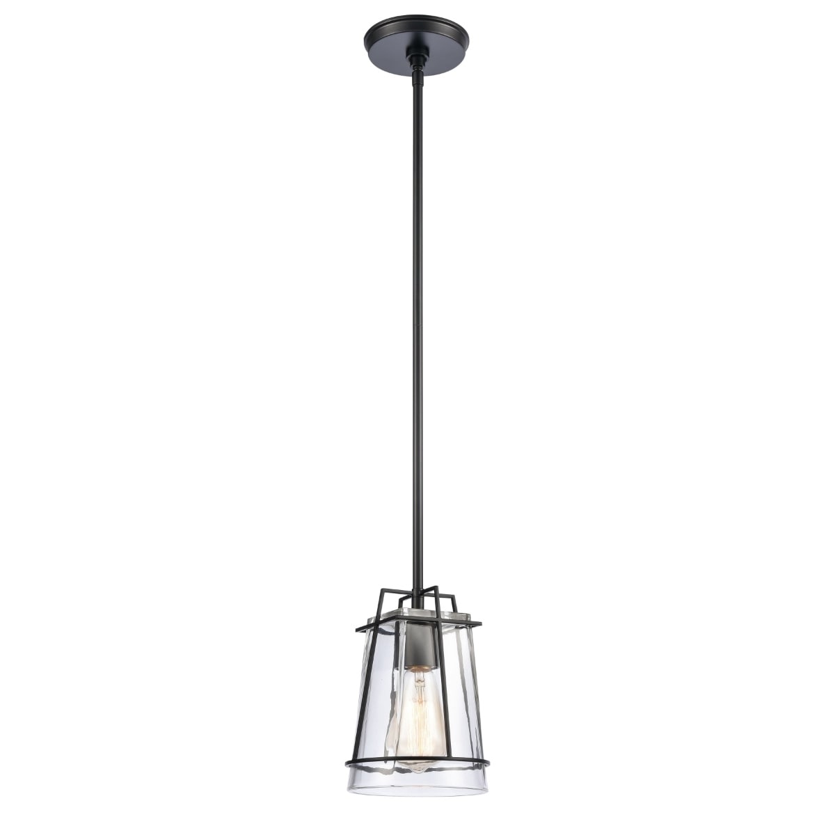 Square To Round 6 Inch Wide 1 Light Mini Pendant In Matte Black 6In W X 6In D X 9In H