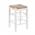 Square Wooden Frame Counter Stool With Hand Woven Rush White And Brown