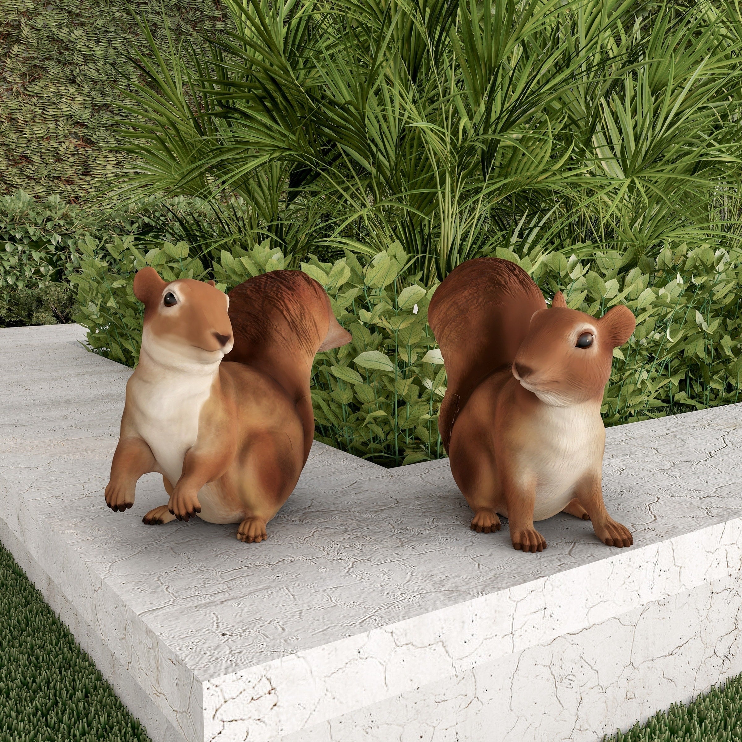 Squirrel Statues Resin Animal Figurines By Pure Garden Set Of 2