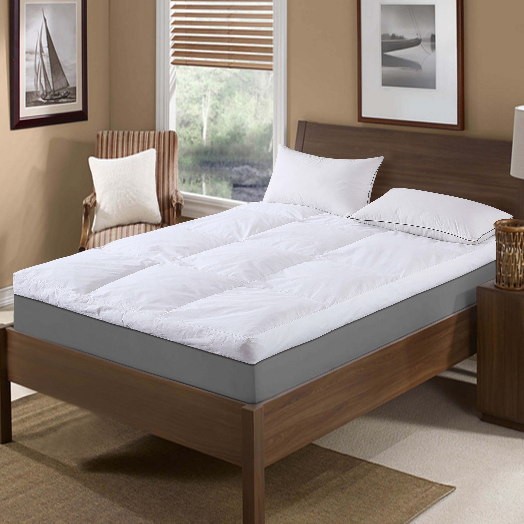 St. James Home Baffle Box 233 Thread Count Cotton Featherbed White