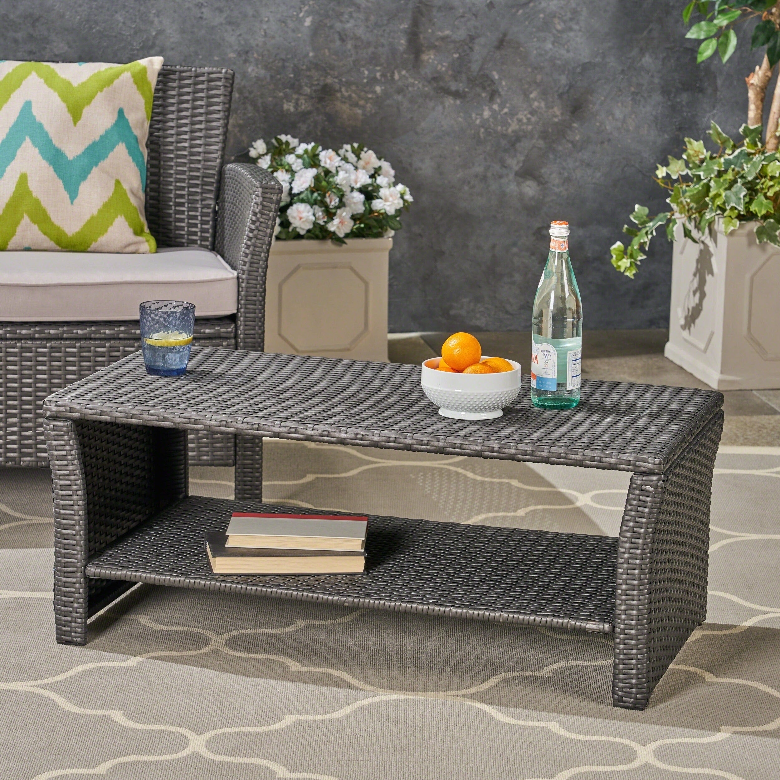 St. Lucia Outdoor Wicker Coffee Table By Christopher Knight Home