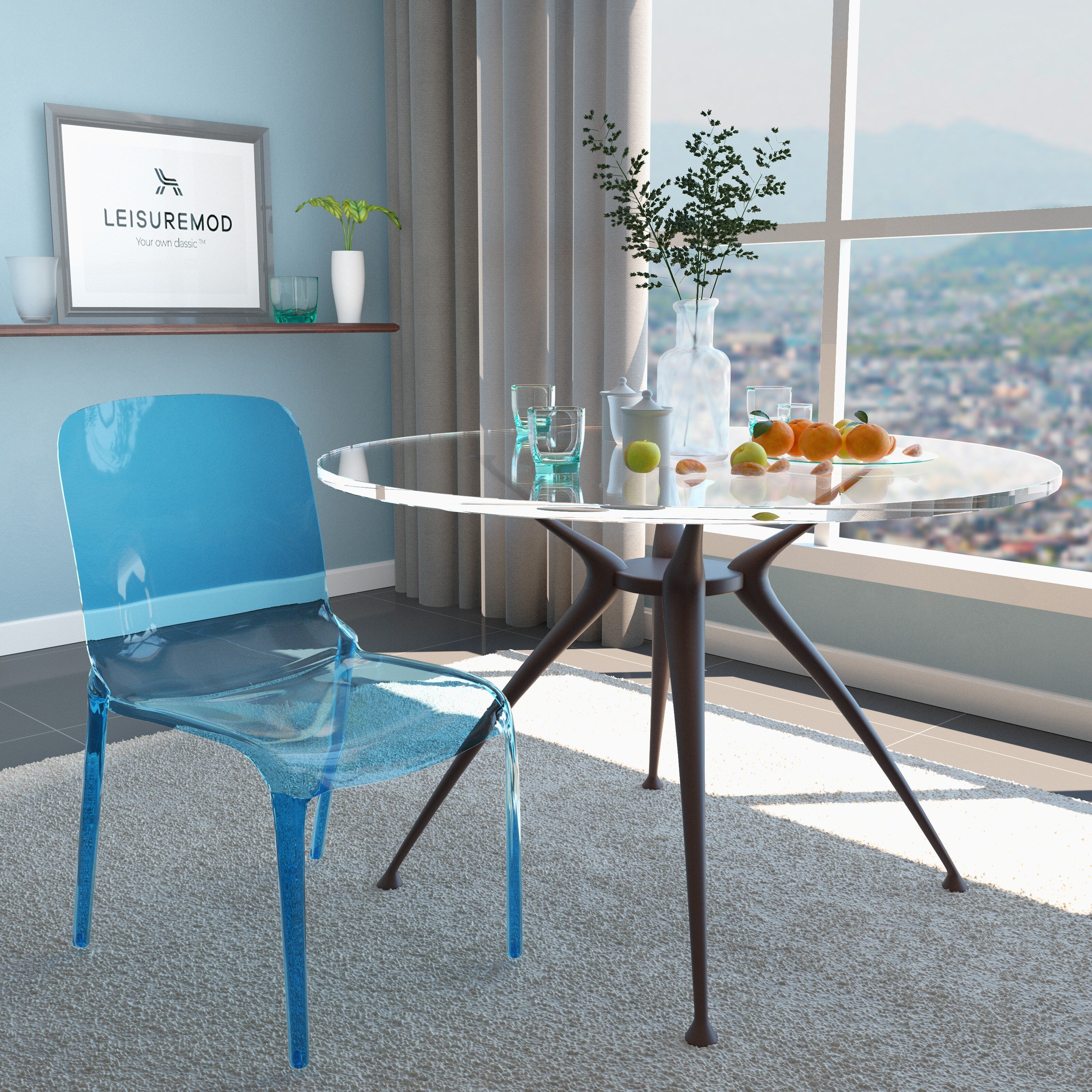 Leisuremod Laos Modern Clear Dining Chair