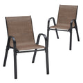 Stackable Outdoor Dining Chairs Set Of 2 Textilene Chairs With Powder Coated Metal Frame Ideal All Weather Outdoor Armchair