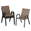 Stackable Outdoor Dining Chairs Set Of 4 Textilene Chairs With Powder Coated Metal Frame Ideal All Weather Outdoor Armchair