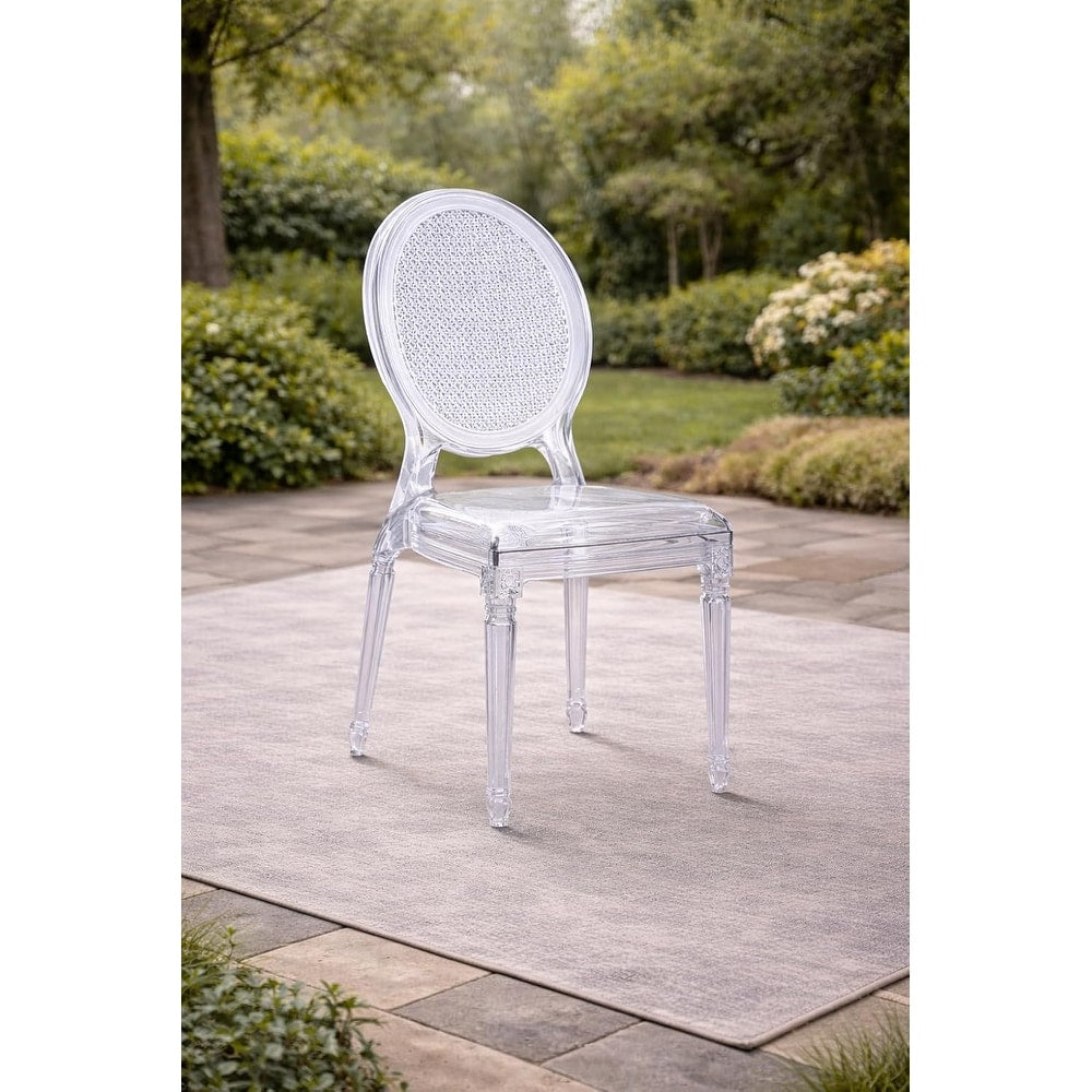 2Xhome Stacking Lucite Chairs Transparent Chair Dining Room Molded Chair Kitchen Designer Armless Chairs Clear