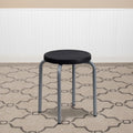 Stackable Stool With Black Seat And Silver Powder Coated Frame
