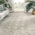 Stafford Hand Knotted Border Ivory Green Area Rug 86 X116