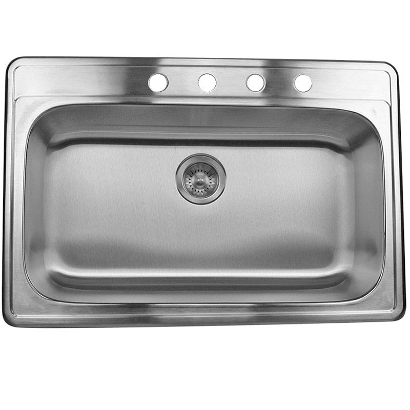 Stainless Steel 33 Inch Self Rimming Drop In Single Bowl Kitchen Sink