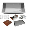 Stainless Steel All In One Workstation 36 In. 16 Gauge Undermount Single Bowl Kitchen Sink W Build In Ledge And Accessories