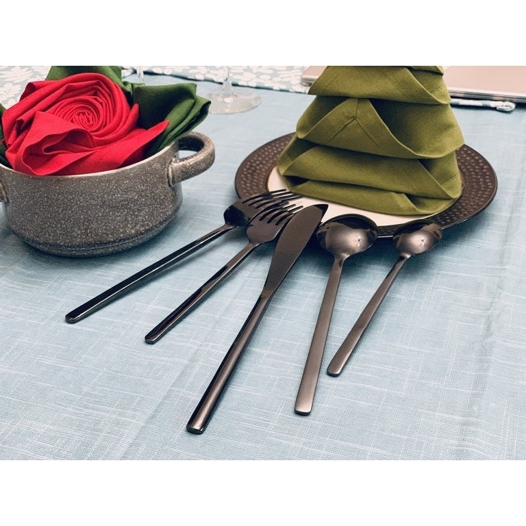 Stainless Steel Black Flatware Set Of 20 Pieces Glossy Finish