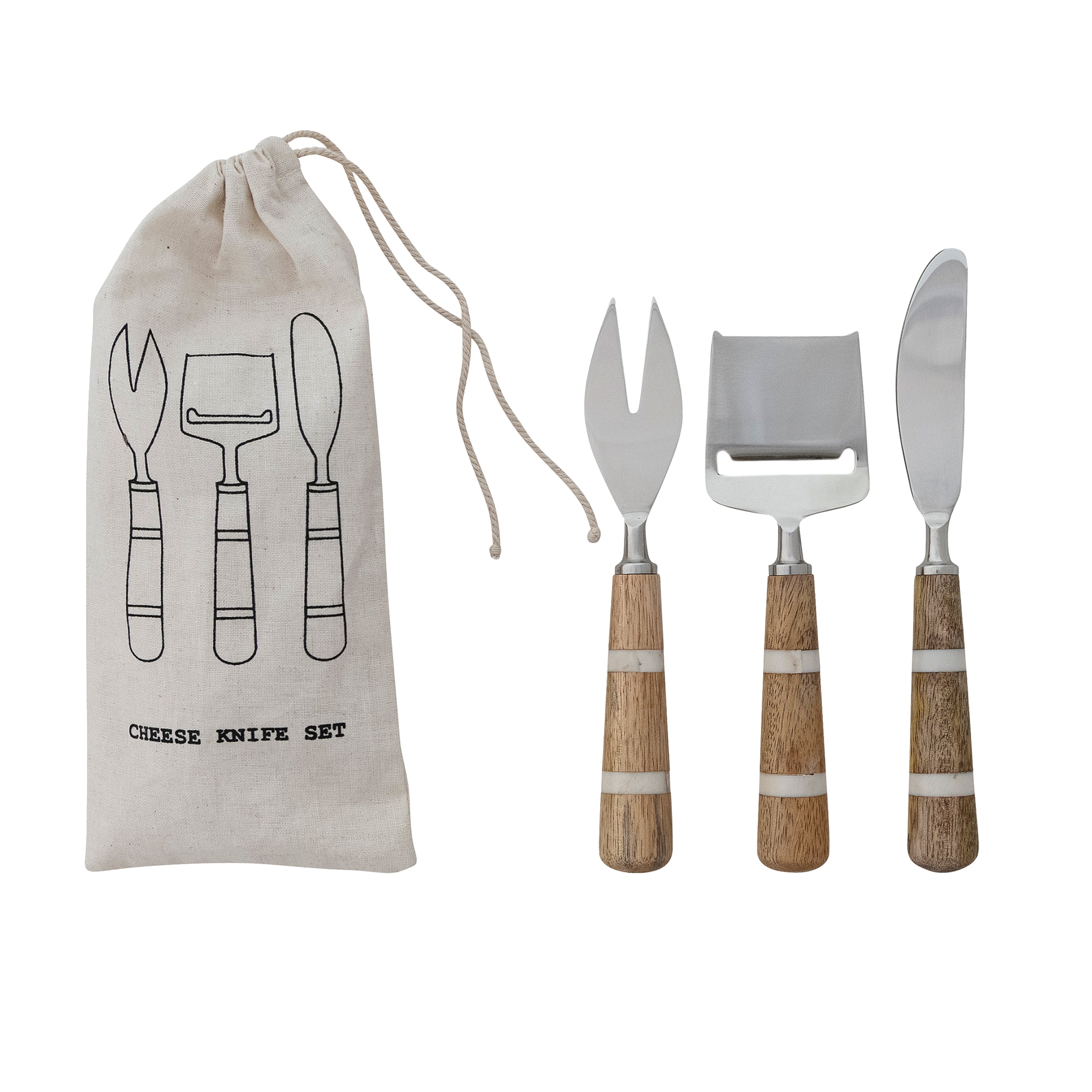 Stainless Steel Cheese Knife Set With Mango Wood And Resin Handles 7.5 L X 0.75 W X 0.75 H
