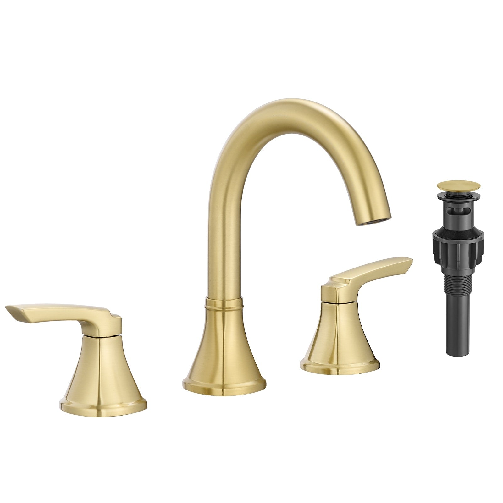 Stainless Steel Faucets For Sink 3 Hole Brushed 8 Inch Sink Double Lever Handle Basin Mixer Tap Faucet With Pop Up Drain