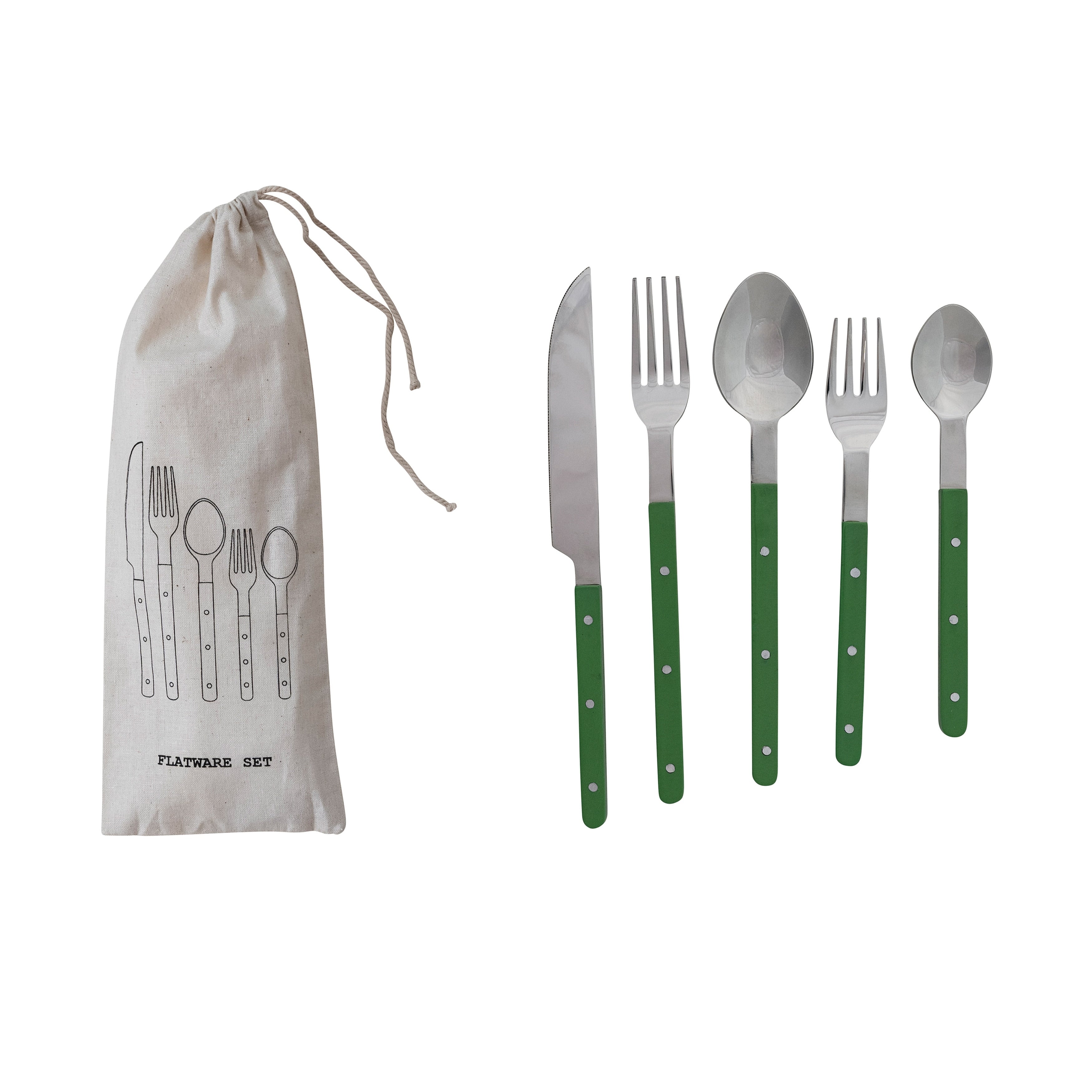 Stainless Steel Flatware Set With Resin Handles 9.5 L X 0.75 W X 0.25 H