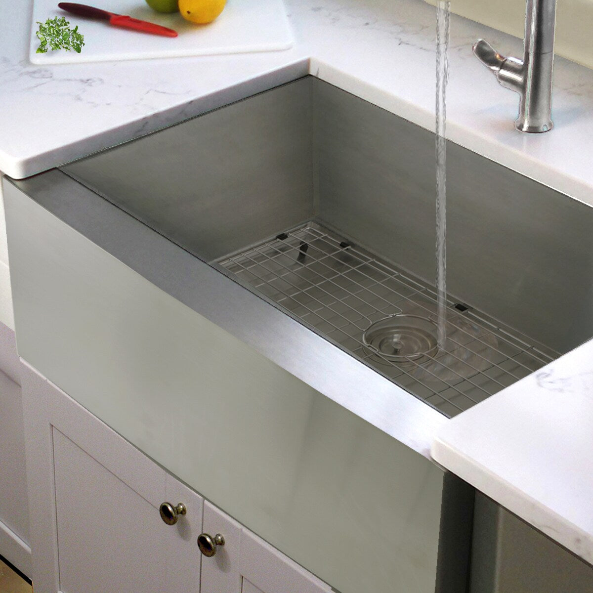 Stainless Steel Single Bowl Apron Farmhouse Kitchen Sink With Drain