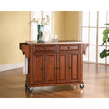 Stainless Steel Top Classic Cherry Finish Kitchen Cart Island