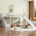 Stairway Twin Size Loft Bed With Two Drawers And Slide Fun Play Design Kids Bed Frame