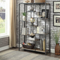Furniture Of America Stallard Industrial Sand Black Tiered Bookshelf