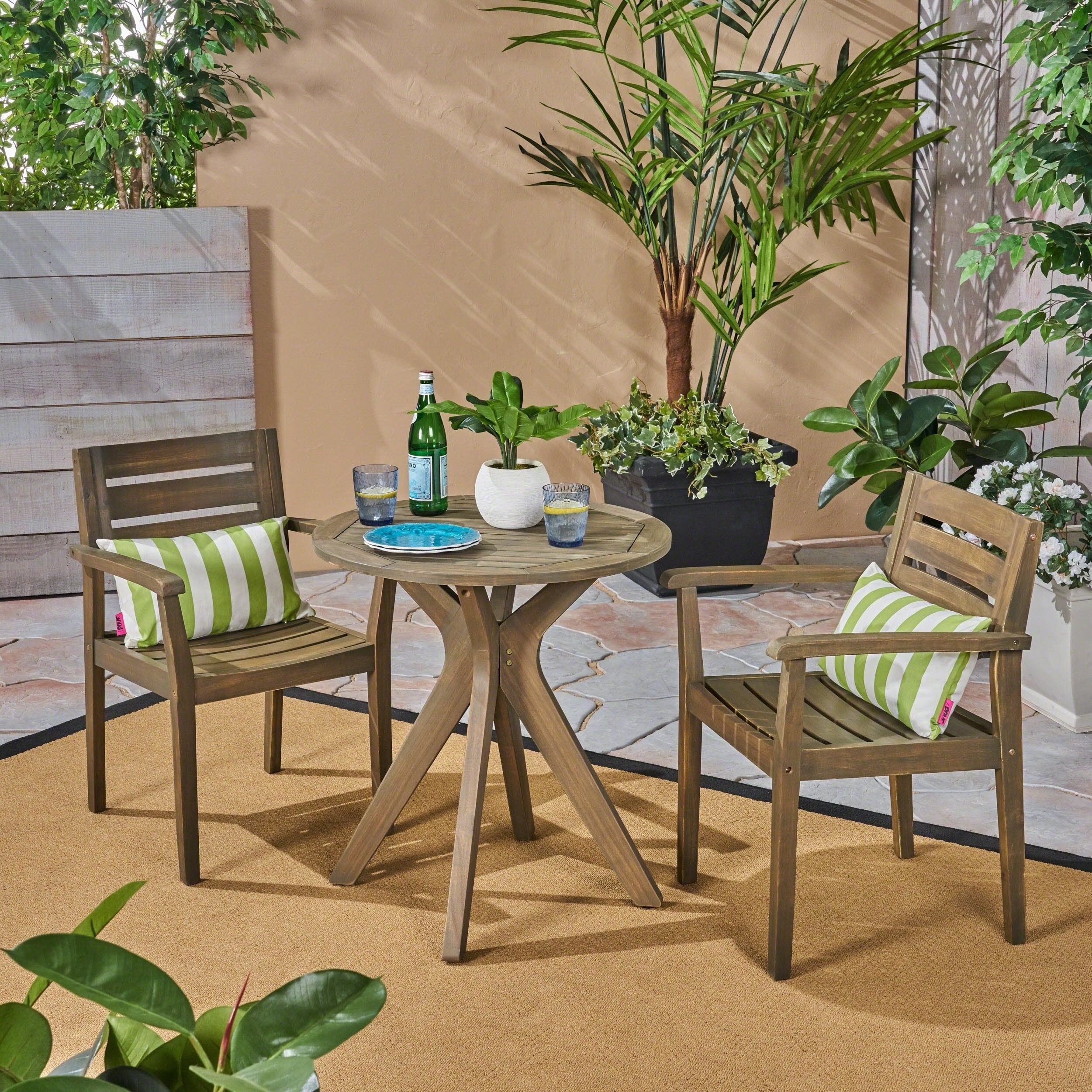 Stamford Outdoor 5 Piece Acacia Wood Dining Set Wit Straight Legged Dining Table By Christopher Knight Home
