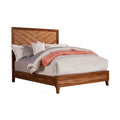 Standard King Size Bed With Parquet Pattern High Headboard Brown
