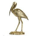 Standing Crane Figurine 16 Inch Antique Gold Resin Textured Feathers