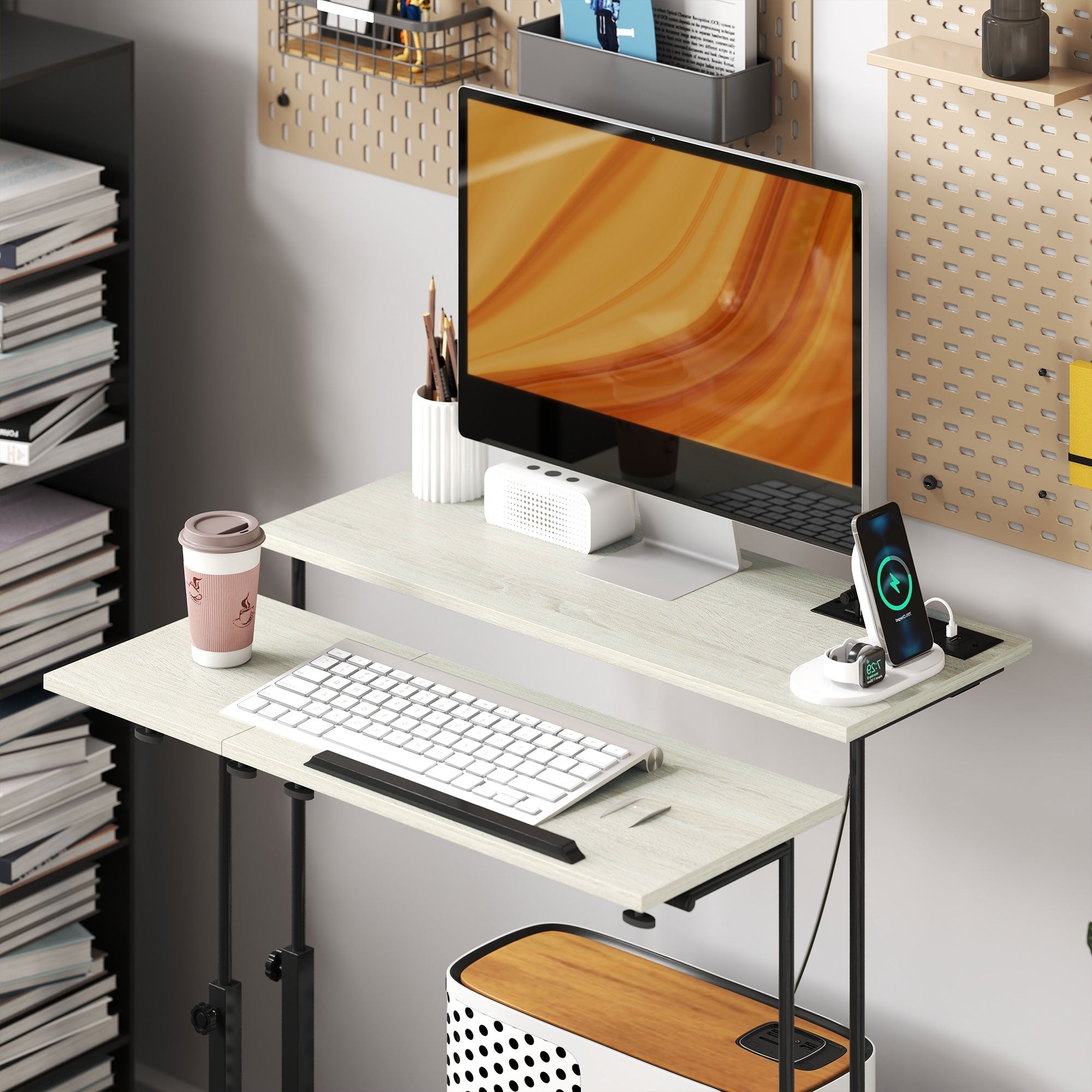 Standing Desk With Power Outlets With Tiltable Tabletop