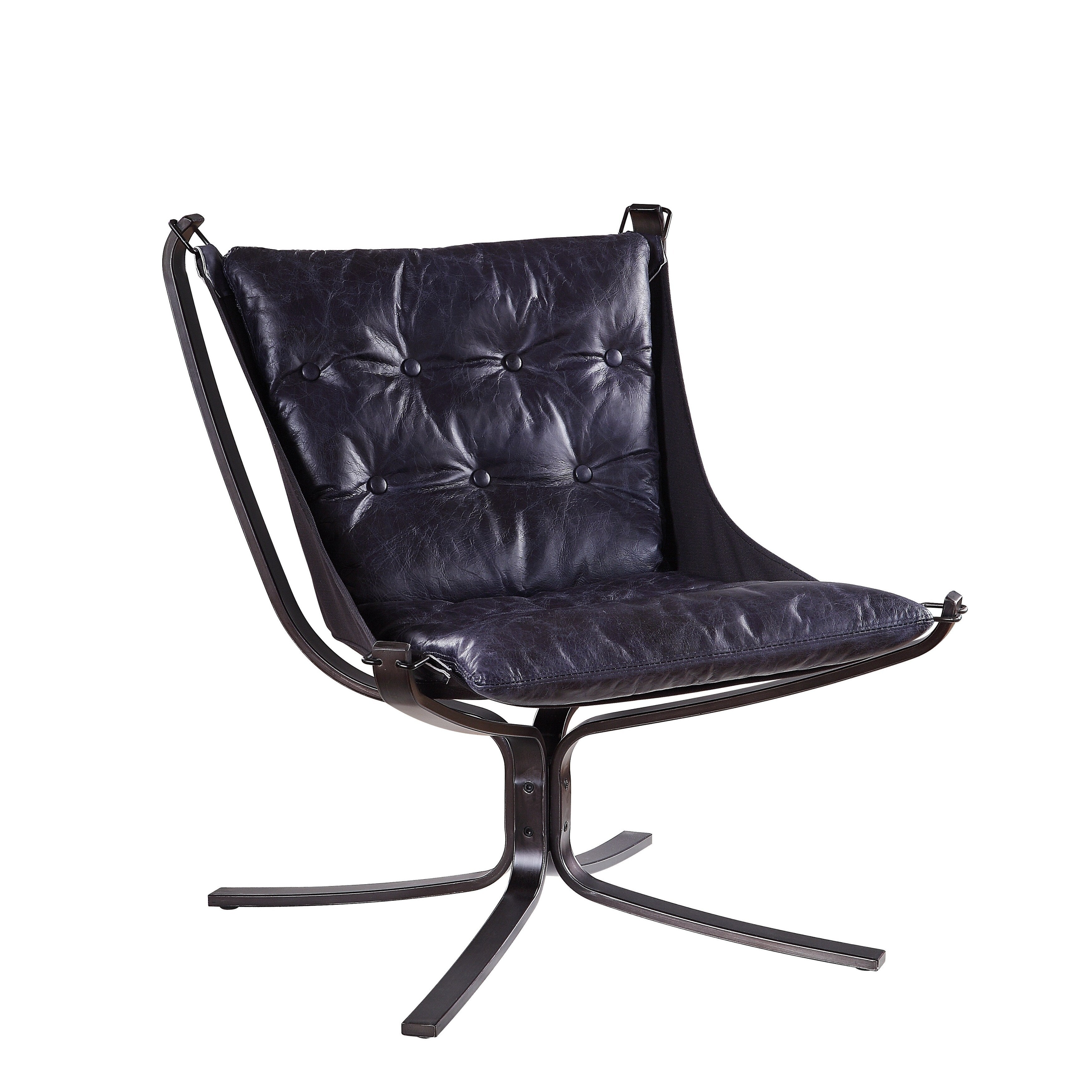 Star Base Metal Accent Chair With Faux Leather Seating Blue And Brown