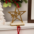 Star Christmas Stocking Holder With Marble Base 9 Gold And White