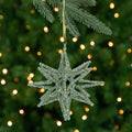 6.5 Green Iron Wire Starburst Embellished With Glitter Christmas Ornament