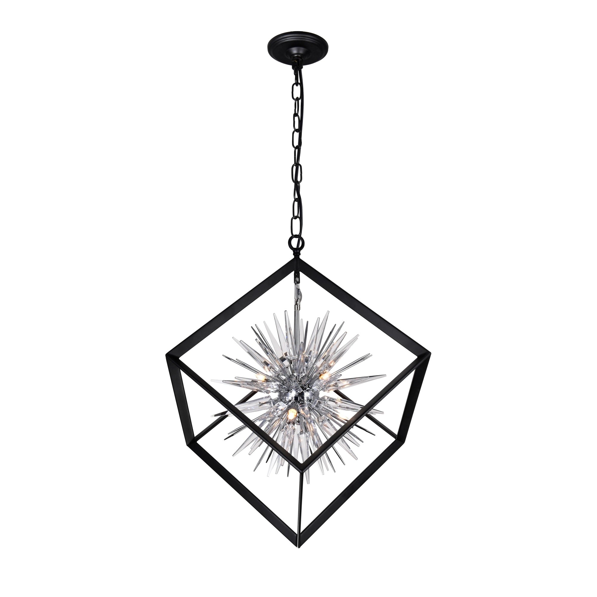 6 Light Chandelier With Chrome Black Finish