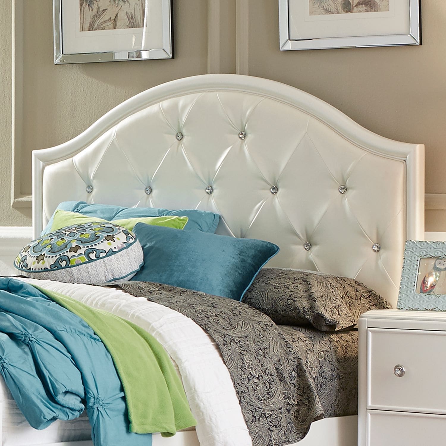 Stardust Youth Iridescent White Twin Panel Headboard