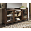 Starmore Contemporary Extra Large Tv Stand W Fireplace Option Brown Gunmetal