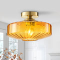 Starsky 1 Light Handcrafted Radiating Texture Art Glass Flush Mount