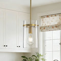 Starsky 1 Light Modern Clear Seeded Glass Kitchen Island Cylinder Pendant Light