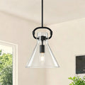 Starsky 1 Light Modern Industrial Clear Glass Cone Pendant Light For Kitchen Island Dining Area Or Bathroom Black Or Gold