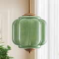 Starsky 1 Light Retro Pumpkin Shaped Glass Pendant Light Green