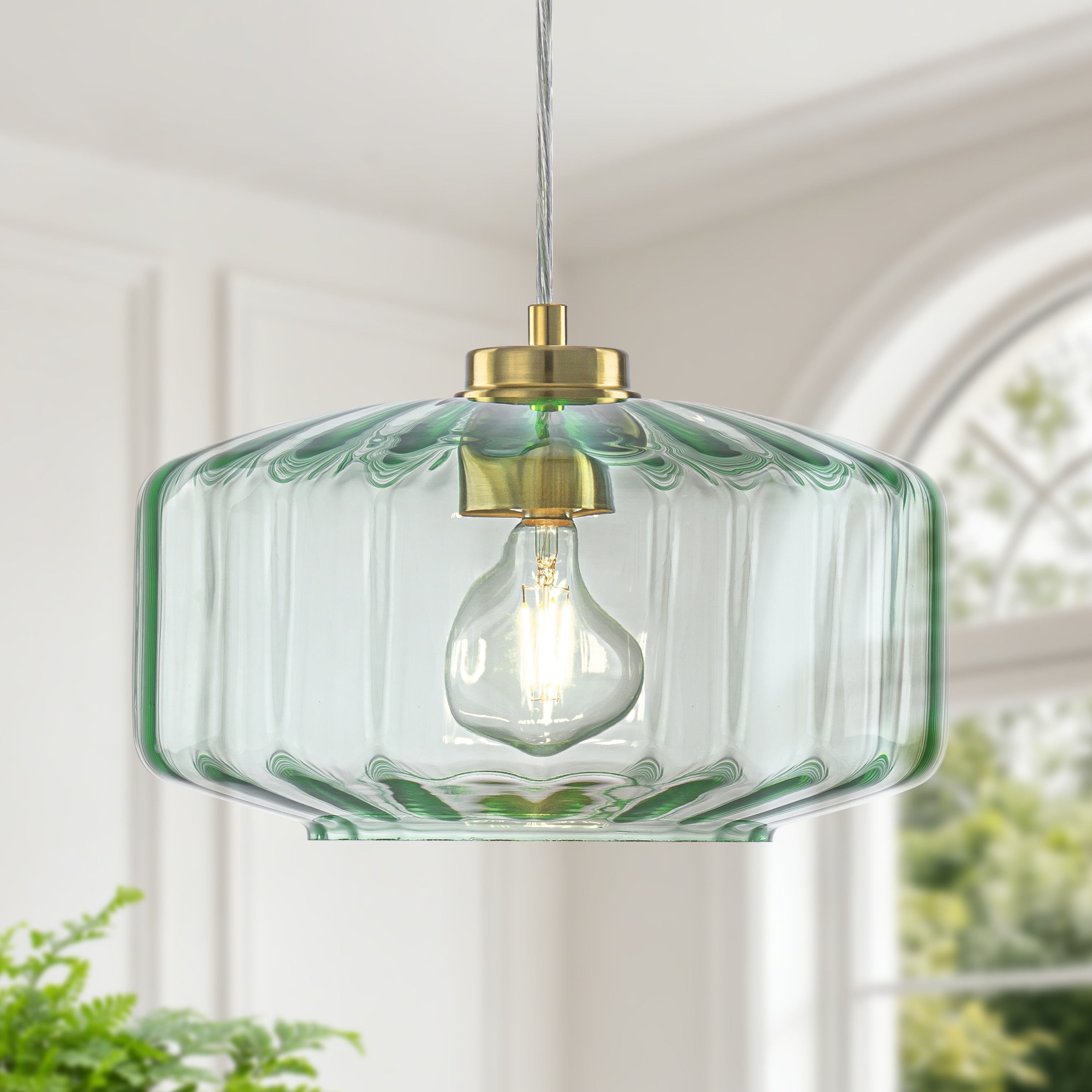 Starsky 1 Light Textured Glass Drum Pendant Light