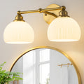 Starsky 2 Light Dimmable Globe Opal Ribbed Glass Vanity Light