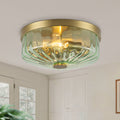 Starsky 2 Light Textured Glass Drum Flush Mount