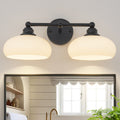 Starsky 2 Light Wall Sconce With Milk Glass Shades Matte Black Or Gold Bathroom Light Fixture For Vanity Mirror